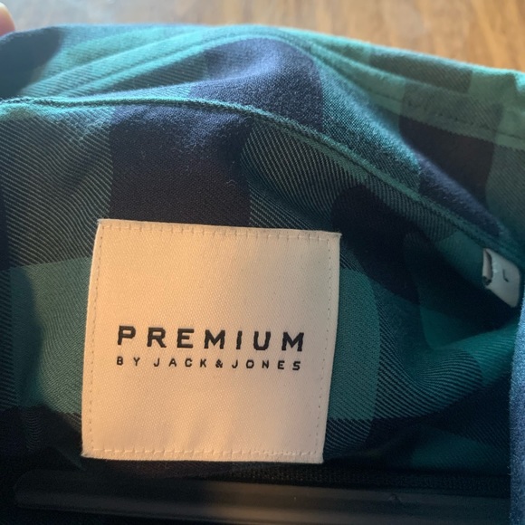 Jack and Jones Turquoise Plaid Button Down - Picture 4 of 11